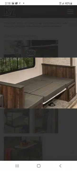 Explore this RV rental: a 2019 KZ travel trailer interior with a convertible bed and scenic window view.. Other Sportsmen 2019