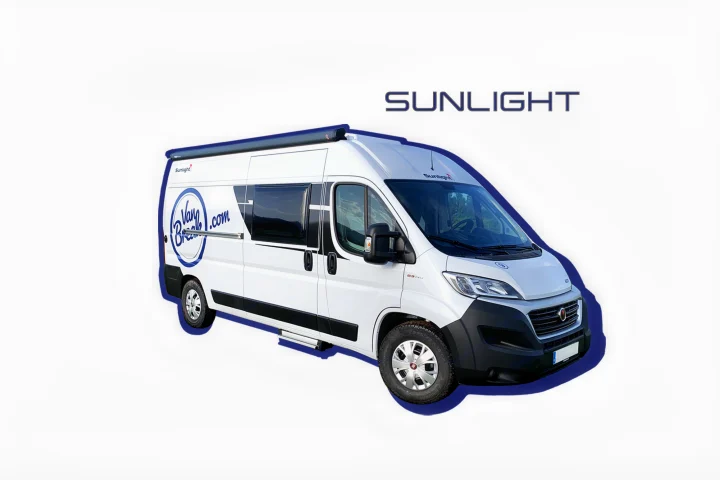 White Sunlight campervan from VanBreaks.com, ready for your next rv rental adventure.. Sunlight Cliff 600 2023