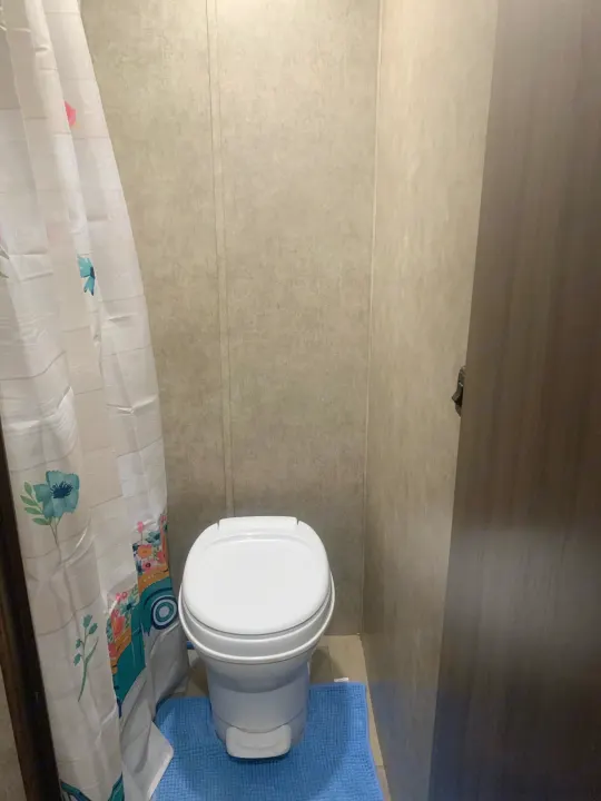 Complete with flushable toilet and a shower with a small tub.  The tub is great for young children while the shower is good for the adults.. Forest River Viking 2018