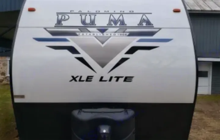 Front of camper. Forest River Palomino Puma XLE Lite 2021