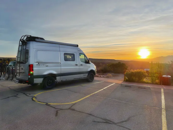 sunrise at Dead Horse Point, Moab, Utah. Winnebago Revel 2021