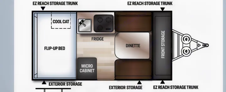 Actual floorplan of our model. Forest River Rockwood 2017