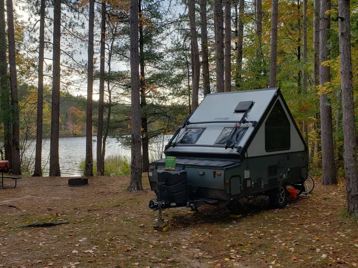 Our cozy A frame in Wisconsin's Northwoods.. Forest River Rockwood 2017