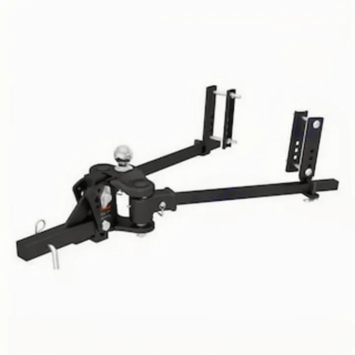 This black weight distribution hitch is essential for safe RV rental towing. It enhances stability for large trailers.. Jayco Jay Flight 2021