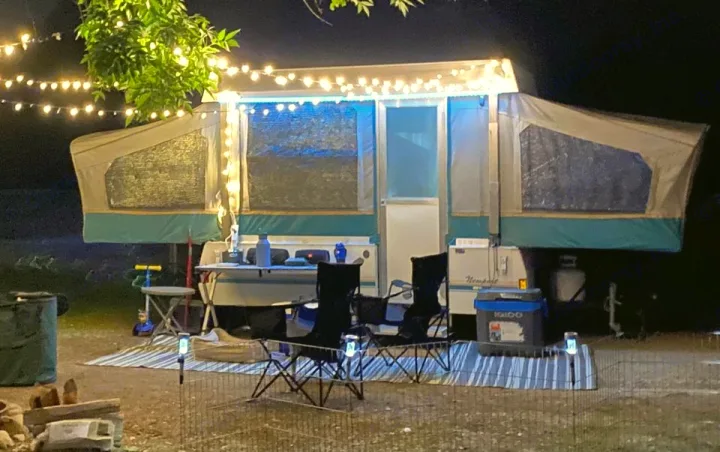 Bring your lights like these! Set up your own outdoor blanket, chairs, tables and enjoy your evening. Coleman Other 1993