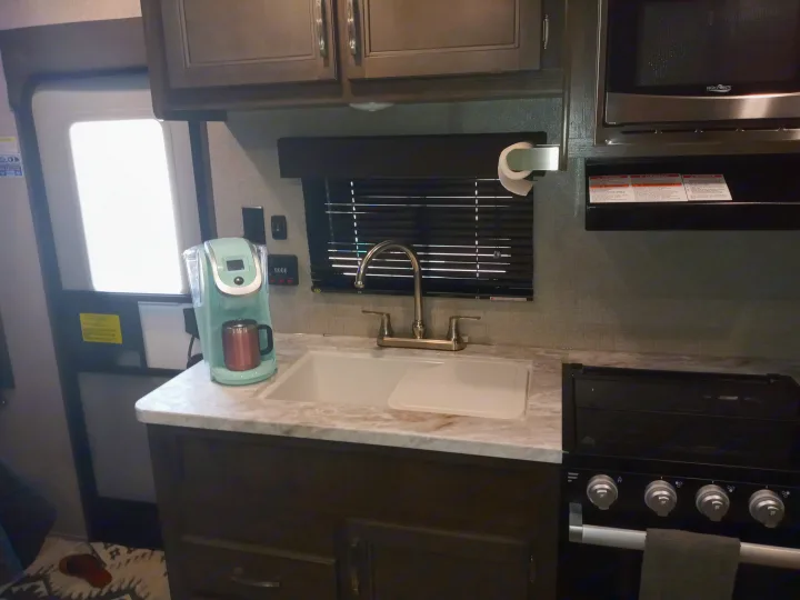 Enjoy some coffee in the morning with a kitchen ready to cook!. Jayco Jay Flight 2021