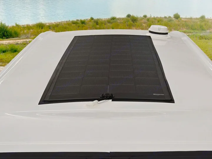 RV rental with a large, flexible roof solar panel for off-grid power. Ideal for lakeside camping & adventures.. Winnebago Solis 2022