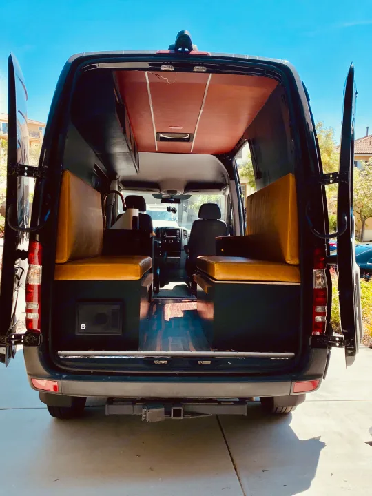 66” x 66” x 4” when converted into bed. Mercedes-Benz Sprinter 2015