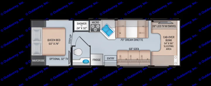 Open floor plan keeps entire coach accessible to your family on the road.. Thor Four Winds 2020