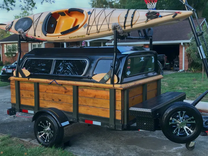 I named it the Battle Wagon because it is built tough, simple and for maximum utility. The trailer sleeps two but the gear can accommodate up to 8. Other Other 2018