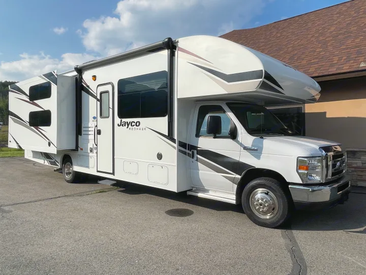 Glamor shot of the outside of this amazing camper!. Jayco Redhawk 2019