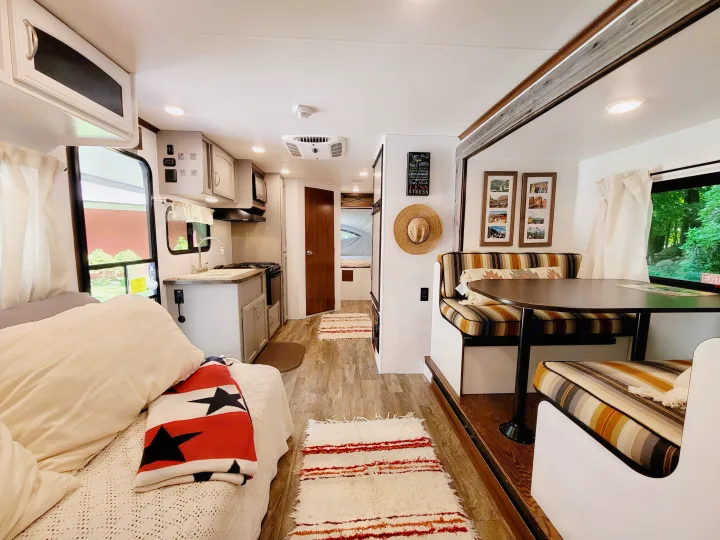 Interior from front bed looking back. Jayco Jay Feather 2017