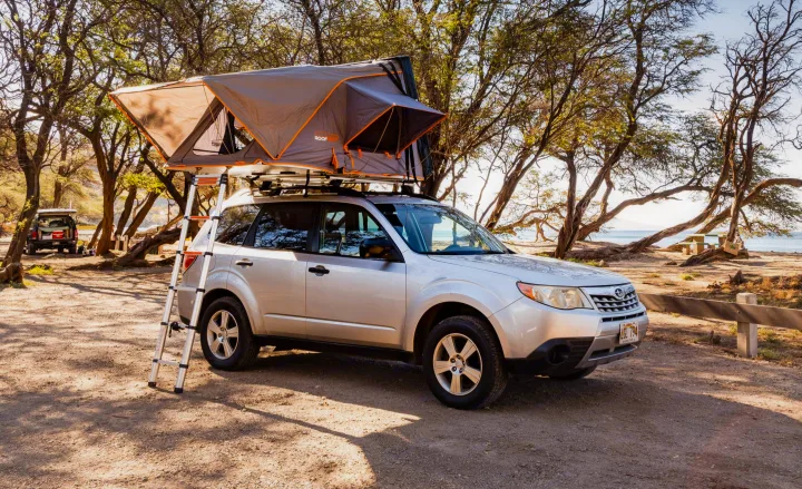 Our snazzy Subaru drives great, and has been all over the island. If you wanna do Hana or climb Haleakala, she's got you covered!. Custom Camper 2012