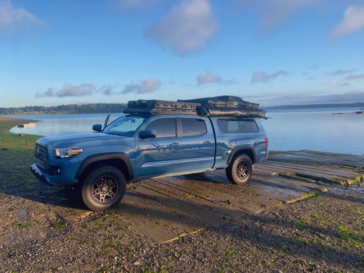 Headed kayaking on Boston Harbor. Toyota Tacoma 2019