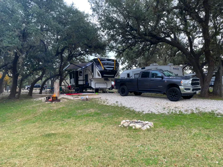 All set up in the shade at Lake Medina RV Resort!. Durango Durango Fifth Wheel 2020