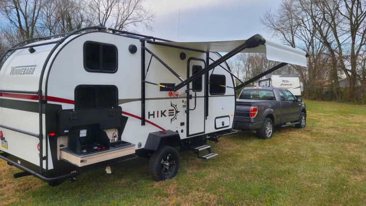 Winnebago Hike travel trailer, with outdoor kitchen & truck, for your next RV rental adventure.. Winnebago Hike 2022