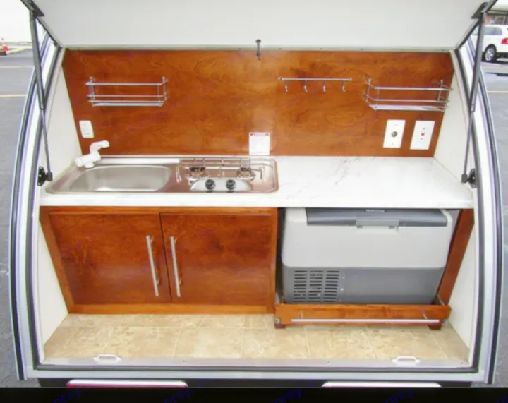 cooler/frig, sink, under sink storage. nuCamp T@G 2018