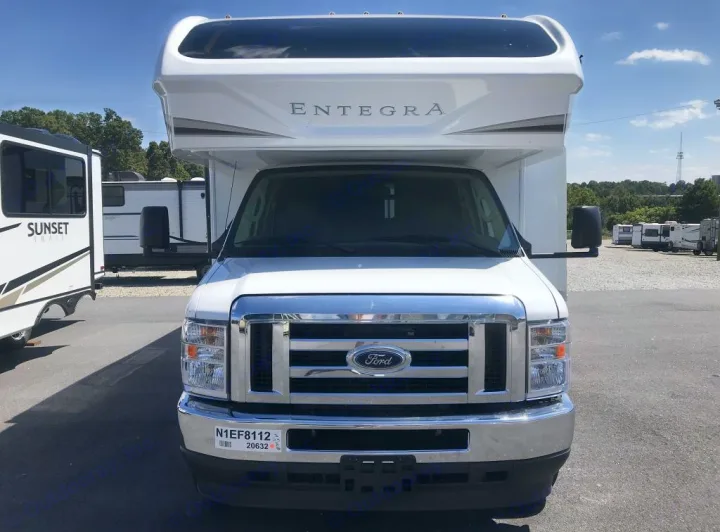 Front w/ Huge cab window over cab bunk. Entegra Coach odyssey 2022