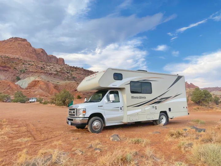 Dry camping outside Capital Reef National Park . Winnebago Minnie Winnie 2017