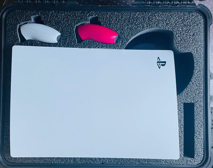 PS5 console & PS VR2 Sense controllers in a protective hard case, ideal for gaming on your next RV rental adventure.. Ultimate Toys Coach- Midwest Automotive Daycruiser D6 2022