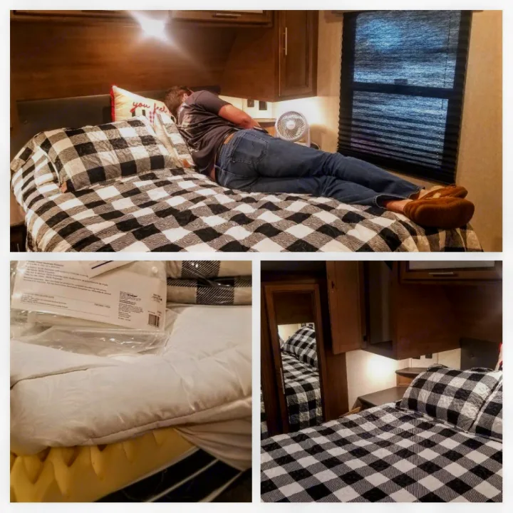 There is quite a bit of room in here. Storage  plugs, usb plugs, hanger space in closet w/3 drawers. Reading lights, day/night curtain.  . Keystone RV Cougar 2020