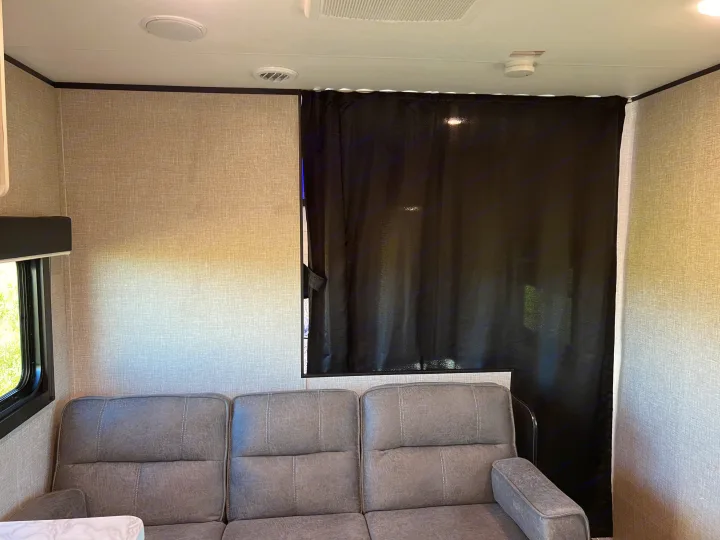 Curtain dividing queen room from cabin. . Jayco Jay Flight 2022