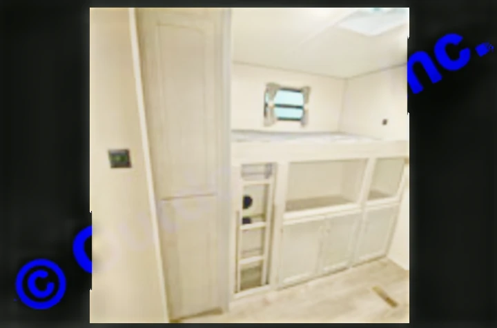 RV rental bunk room: Modern interior with bunk beds, storage, and a ladder for comfortable family travel.. Coachmen Catalina 2022