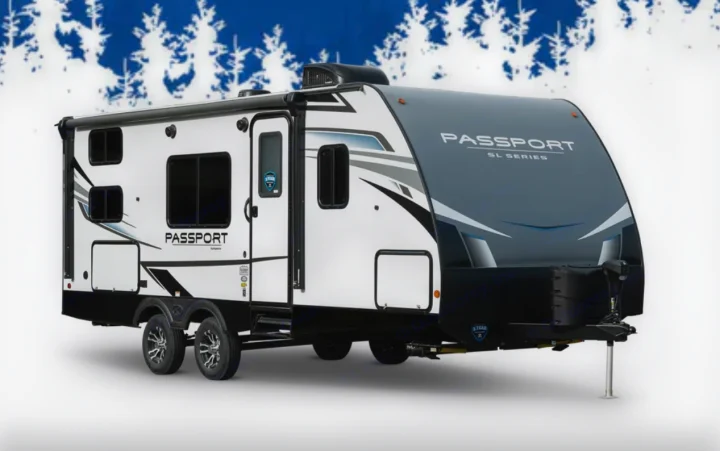 Discover this white and gray Passport SL Series travel trailer, perfect for an RV rental adventure. Ready for the open road!. Keystone RV Keystone Passport 2021