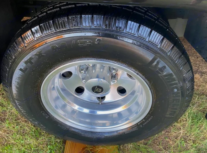 Alcoa aluminum wheel and Michelin LTX M/S2 tire on an rv rental. Ready for adventure and the open road.. Tioga Tioga Motorhome 2012