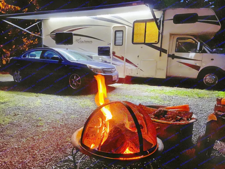 Camping in our driveway! . Coachmen Freelander 2020