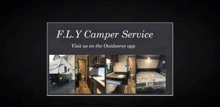 F.L.Y Camper Service: RV rental showing exterior, bathroom, kitchen, and bedroom. Book via the Outdoorsy app.. Highland Ridge RV Open Range 2020