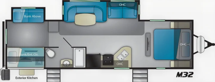 Great floorplan puts adults in front, and kids in the back in the bunkhouse. 2 slides makes it super spacious.. Heartland RVs Mallard 2021