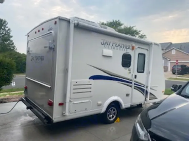This white Jay Feather Elite RV rental is parked and ready for your next camping trip or travel adventure!. Jayco Jay Feather Ultra Lite 2012