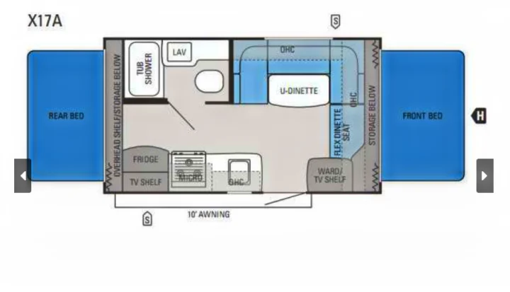 X17A RV rental floor plan details beds, kitchen, bath, dinette – ideal for your next travel trailer adventure.. Jayco Jay Feather Ultra Lite 2012