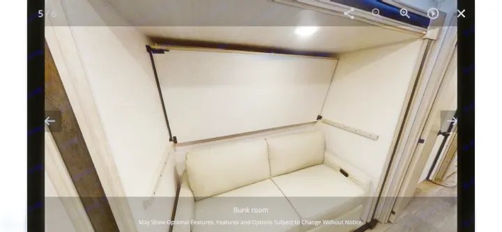 This RV rental bunk room features a comfortable sofa that likely converts to a bed, with an upper fold-down bunk.. Forest River Other 2022