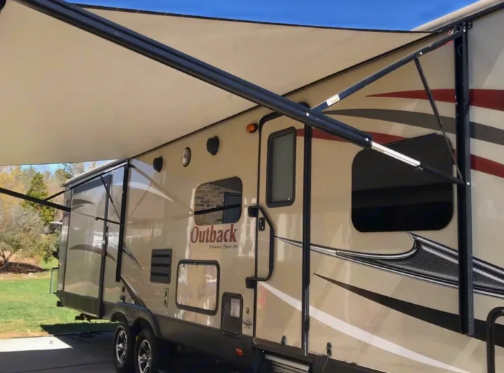 Spacious Outback travel trailer with extended awning, ready for your next rv rental adventure.. Other Outback 2017