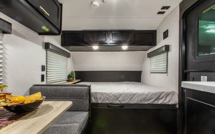 Explore this compact RV rental with a comfortable bed, dinette, and ample storage for your journey.. Forest River Cherokee Wolf Pup 2022