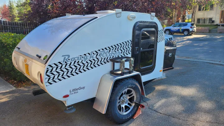 This white LittleGuy teardrop RV rental, a Rough Rider, is ready for your next camping adventure.. Little Guy Other 2012