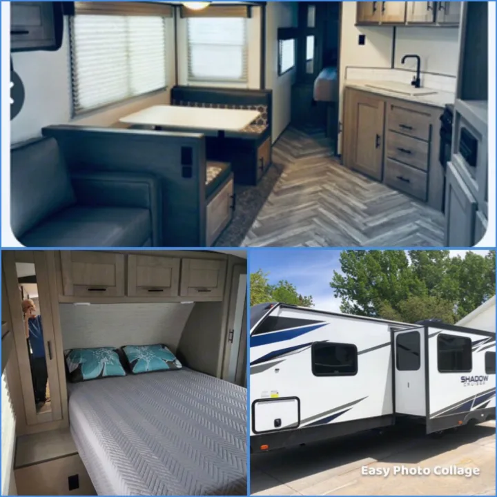 This RV rental features a clean, modern interior with kitchen, dining, and bedroom areas, plus a sharp exterior.. Cruiser Rv Corp Shadow Cruiser 2021