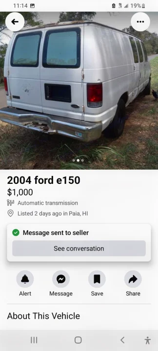 White 2004 Ford E-150 used van for sale, $1,000. See listing for this potential rv rental vehicle.. Ford Ford E150 Club Wagon 2003