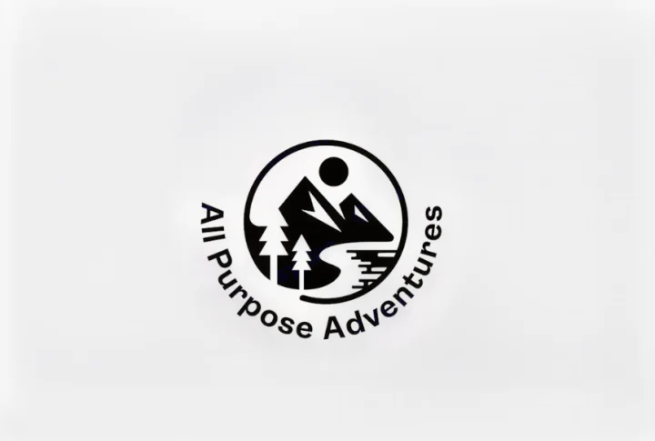 Black and white logo for "All Purpose Adventures" RV rental, featuring mountains, trees, river, and sun. Ideal for outdoor excursions.. Forest River Coachmen Freelander Premier 2022