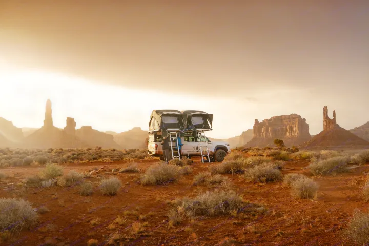 Experience epic desert adventure with an rv rental! Overland truck with rooftop tents ready for scenic off-road camping.. Toyota Tacoma 2022