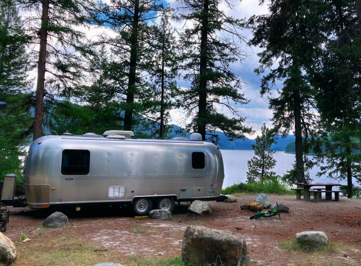 Beautiful Tally Lake Campground in Montana.. Airstream Safari 2004