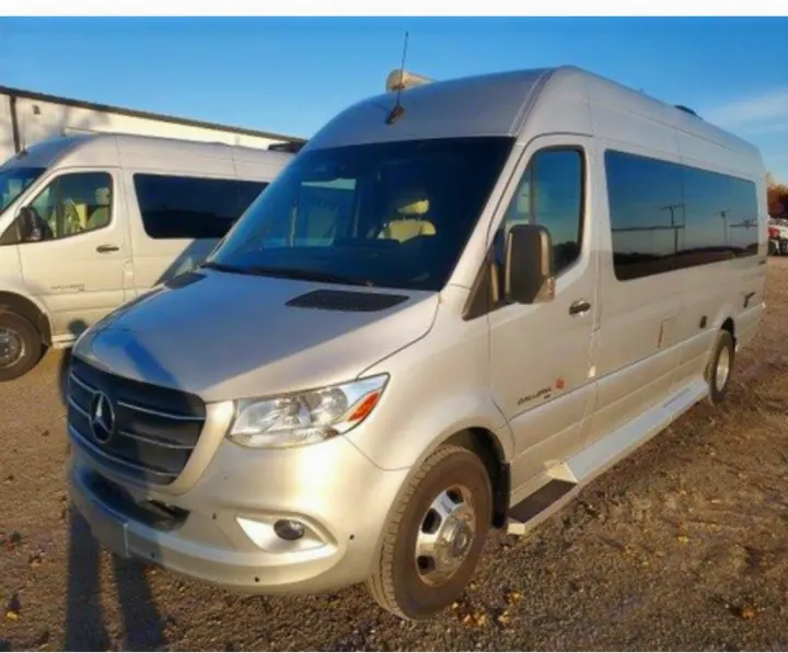 Explore in comfort with this silver Mercedes Sprinter Class B RV rental, a luxury camper van.. Coachmen Galleria Li 3 (24Q) 2021