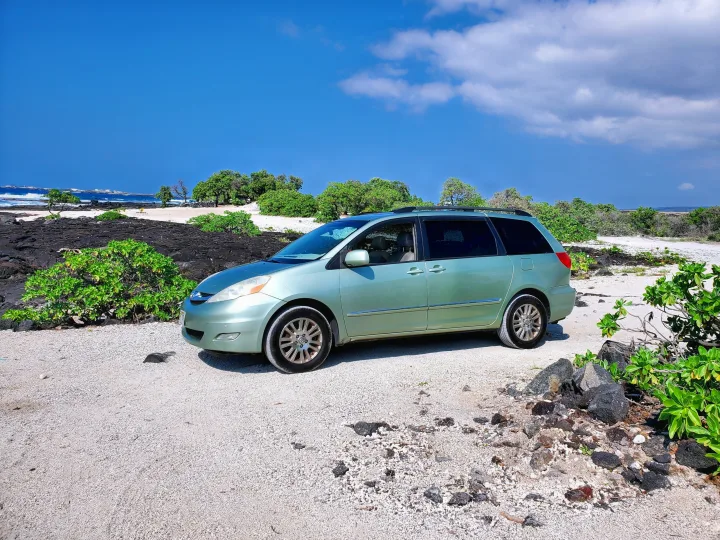 With AWD you don't have to worry about getting stuck in the sand! . Toyota Granvia 2007