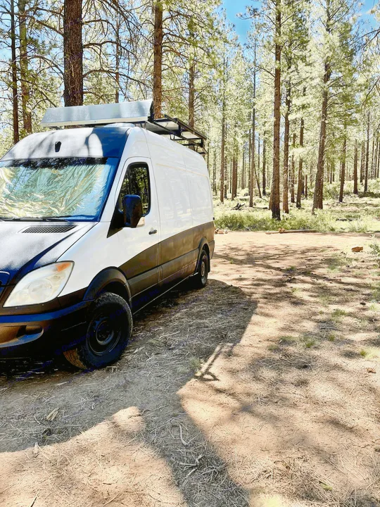 Camping in Deschutes National Forest Bend, Oregon. We love riding Phil's Trail System. . Dodge Sprinter Van 2008