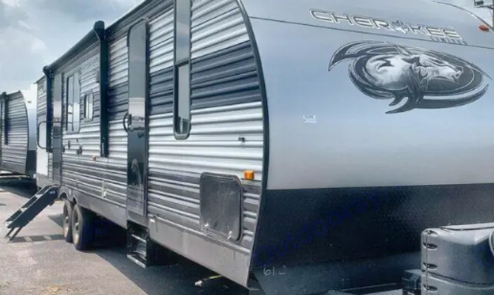 Equipped with "2" entry points, storage compartment for camping gear, and upgraded Anti-Sway hitch!. Forest River Cherokee 2022