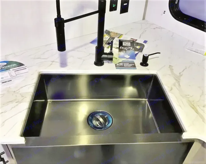 Black stainless steel mini farmhouse sink!. Forest River Cherokee Alpha Wolf 2022