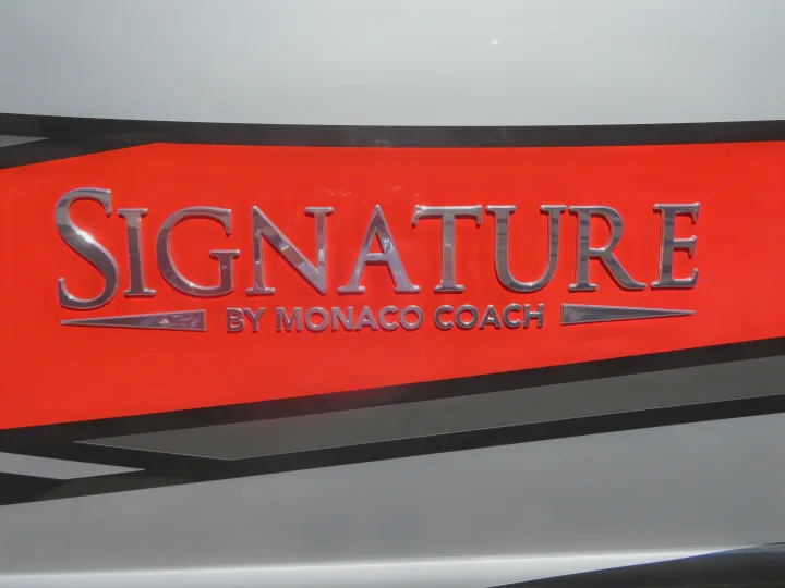 Signature by Monaco Coach RV logo, a great option for luxury RV rental.. Monaco Signature 2019