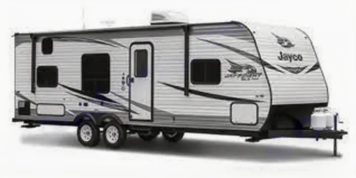 White Jayco Jay Flight travel trailer, a versatile RV rental option ready for your next adventure.. Jayco Jay Flight SLX 2020